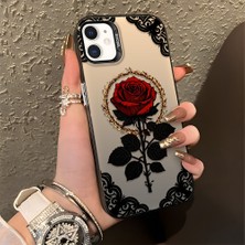 HONTINGA iPhone 12 Mini ile Uyumlu Kılıfı Silikon Kenar Sert Arka Düşüme Önleyici Basitlik Anti Düşme Kamera Korumali Gül Desen Telefon Kılıfı Kadın ve Erkek Için Uygundur K1-0867