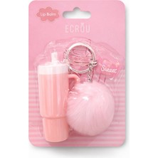 Ecrou Pembe Kupa Figürlü Ponponlu Lip Balmlı Charm,  Anahtarlık