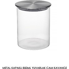 Edenza Metal Kapaklı 850 ml Yuvarlak Cam Kavanoz – Şeffaf Saklama Kabı
