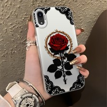 HONTINGA iPhone Xr ile Uyumlu Kılıfı Silikon Kenar Sert Arka Düşüme Önleyici Basitlik Anti Düşme Kamera Korumali Gül Desen Telefon Kılıfı Kadın ve Erkek Için Uygundur K1-0867