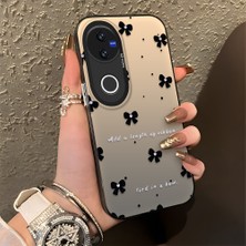 HONTINGA Vivo V50 ile Uyumlu Kılıfı Silikon Kenar Sert Arka Düşüme Önleyici Basitlik Anti Düşme Kamera Korumali Küçük Fiyonk Desen Telefon Kılıfı Kadın ve Erkek Için Uygundur K1-0871