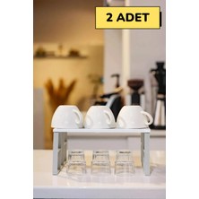 Özbience Iki Adet Dolap Içi Düzenleyici Raf ve Bardak Rafı Seti