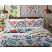 Taç Genç Modası Ranforce Pamuklu Çift Kişilik Nevresim Takımı Selby Mavi