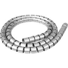 Aksesuarcı 22 mm Gri 1 Metre Spiral Kablo Toplayıcı, Boru Tipi Kablo Düzenleyici, Masa Kablo Toparlayıcı, Spiral Kablo Kanalı