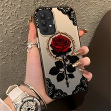 HONTINGA Samsung Galaxy A32 ile Uyumlu Kılıfı Silikon Kenar Sert Arka Düşüme Önleyici Basitlik Anti Düşme Kamera Korumali Gül Desen Telefon Kılıfı Kadın ve Erkek Için Uygundur K1-0867