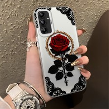 HONTINGA Samsung Galaxy A14 ile Uyumlu Kılıfı Silikon Kenar Sert Arka Düşüme Önleyici Basitlik Anti Düşme Kamera Korumali Gül Desen Telefon Kılıfı Kadın ve Erkek Için Uygundur K1-0867