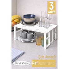 Özbience 3'lü Çok Amaçlı Metal Dolap Içi Raf Düzenleyici Seti