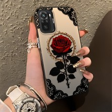 HONTINGA Xiaomi Redmi Note 10S ile Uyumlu Kılıfı Silikon Kenar Sert Arka Düşüme Önleyici Basitlik Anti Düşme Kamera Korumali Gül Desen Telefon Kılıfı Kadın ve Erkek Için Uygundur K1-0867