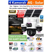 IDS 3 Otomatik 4 Kameralı 20MP 4g Güneş Enerjili Solar Güvenlik Kamerası Gece Renkli 128GB Sd Kart