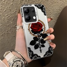 HONTINGA Xiaomi Redmi Note 13 4g ile Uyumlu Kılıfı Silikon Kenar Sert Arka Düşüme Önleyici Basitlik Anti Düşme Kamera Korumali Gül Desen Telefon Kılıfı Kadın ve Erkek Için Uygundur K1-0867