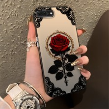 HONTINGA iPhone 8 Plus ile Uyumlu Kılıfı Silikon Kenar Sert Arka Düşüme Önleyici Basitlik Anti Düşme Kamera Korumali Gül Desen Telefon Kılıfı Kadın ve Erkek Için Uygundur K1-0867