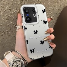 HONTINGA Vivo X200 Fe ile Uyumlu Kılıfı Silikon Kenar Sert Arka Düşüme Önleyici Basitlik Anti Düşme Kamera Korumali Küçük Fiyonk Desen Telefon Kılıfı Kadın ve Erkek Için Uygundur K1-0871