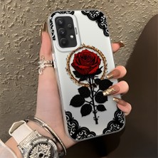 HONTINGA Samsung Galaxy A32 ile Uyumlu Kılıfı Silikon Kenar Sert Arka Düşüme Önleyici Basitlik Anti Düşme Kamera Korumali Gül Desen Telefon Kılıfı Kadın ve Erkek Için Uygundur K1-0867