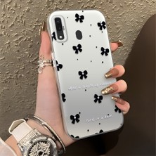 HONTINGA Samsung Galaxy A20 ile Uyumlu Kılıfı Silikon Kenar Sert Arka Düşüme Önleyici Basitlik Anti Düşme Kamera Korumali Küçük Fiyonk Desen Telefon Kılıfı Kadın ve Erkek Için Uygundur K1-0871