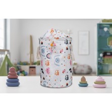 Özbience Renkli Bebek Çamaşır ve Oyuncak Yuvarlak Sepet, Şık ve Kullanışlı Tasarım