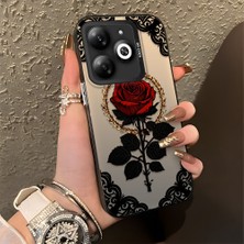 HONTINGA Tecno Spark Go 2024 ile Uyumlu Kılıfı Silikon Kenar Sert Arka Düşüme Önleyici Basitlik Anti Düşme Kamera Korumali Gül Desen Telefon Kılıfı Kadın ve Erkek Için Uygundur K1-0867