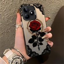HONTINGA Realme Note 50 ile Uyumlu Kılıfı Silikon Kenar Sert Arka Düşüme Önleyici Basitlik Anti Düşme Kamera Korumali Gül Desen Telefon Kılıfı Kadın ve Erkek Için Uygundur K1-0867