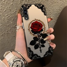 HONTINGA Samsung Galaxy A50 ile Uyumlu Kılıfı Silikon Kenar Sert Arka Düşüme Önleyici Basitlik Anti Düşme Kamera Korumali Gül Desen Telefon Kılıfı Kadın ve Erkek Için Uygundur K1-0867