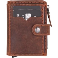 PLM Rodos Hakiki Deri, El Yapımı, Pop-Up Kartlık Cüzdan, Antik Kahve