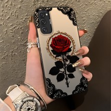 HONTINGA Samsung Galaxy S20 Fe ile Uyumlu Kılıfı Silikon Kenar Sert Arka Düşüme Önleyici Basitlik Anti Düşme Kamera Korumali Gül Desen Telefon Kılıfı Kadın ve Erkek Için Uygundur K1-0867