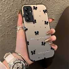 HONTINGA Samsung Galaxy A14 ile Uyumlu Kılıfı Silikon Kenar Sert Arka Düşüme Önleyici Basitlik Anti Düşme Kamera Korumali Küçük Fiyonk Desen Telefon Kılıfı Kadın ve Erkek Için Uygundur K1-0871