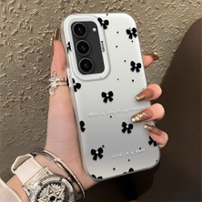 HONTINGA Samsung Galaxy S23 ile Uyumlu Kılıfı Silikon Kenar Sert Arka Düşüme Önleyici Basitlik Anti Düşme Kamera Korumali Küçük Fiyonk Desen Telefon Kılıfı Kadın ve Erkek Için Uygundur K1-0871
