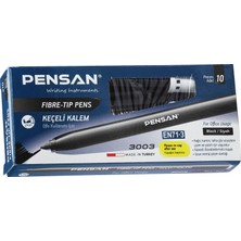 Pensan 10'lu Siyah Keçeli Kalem Seti – 2 mm Uç, Ofis Kullanımına Uygun, Havalandırmalı Kapaklı