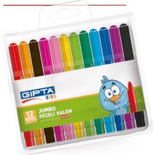 Gıpta Jumbo Keçeli Kalem 12 Renkli Çizim İçin Uygun 12 Parça Kalem Seti