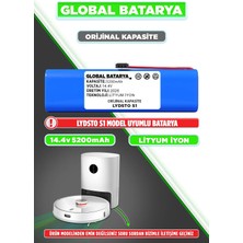 Global Batarya Lydsto S1 Uyumlu Akıllı Robot Süpürge Bataryası 14.4V 5200mAh Li-Ion Pil (Orijinal Kapasite)