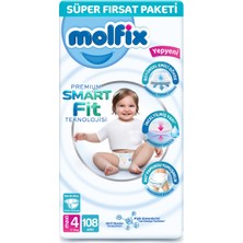 Molfix Premium Smart Fit Süper Fırsat Paketi 4 Beden Maxi 108 Adet