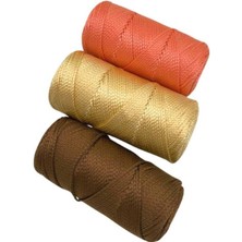 Angel Çanta Aksesuar  Polyester Makrome Set  (Kahve, Açık Gold, Somon)