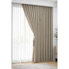 Bulut Teks Sık Pile Keten Fon Perde 1x3 Pileli Kırışmaz Yıkanabilir %100 Keten (Aksesuar Hediyeli) 1 Adet