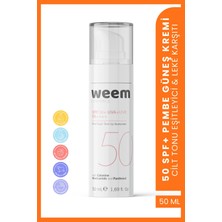 Weem Spf 50 Pembe Kalaminli Ton Eşitleyici & Leke Karşıtı Yağsız Güneş Kremi 50 ml