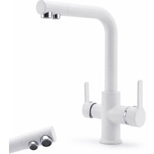 Evora 3 Yollu Musluk Su Arıtma Musluğu Üç Yollu Çoklu Musluk Beyaz Yeni Ürün