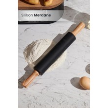 Orvila Bambu Saplı Siyah Silikon Merdane Silikon Oklava Hamur Açma Merdanesi