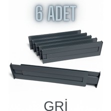 Özbience 6'lı Gri Akrilik Teleskopik Çekmece Düzenleyici ve Bölücü Set