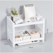 Özbience Venedik Beyaz 2 Katlı Plastik Masa Organizer, Ayrılabilir Raf ile Kullanışlı