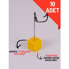 10'lu Metal Not Tutucu Metal Kıskaçlı Notluk Sarı Masaüstü Not Tutacağı