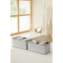 Özbience Çok Amaçlı Dolap Içi Çekmece Düzenleyici Kutu Gri Çizgili