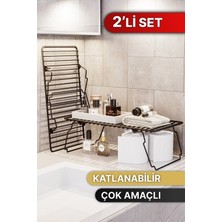 Özbience Pratik Dolap Içi Düzenleyici, Mutfak Rafı Seti, Siyah Paslanmaz Metal