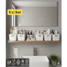 Özbience 5'li Banyo ve Dolap Organizer Seti, Beyaz, Çok Amaçlı, Plastik