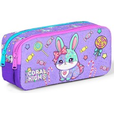 Coral High Kids Milka Su Yeşili Tavşan Desenli Iki Bölmeli Kalem Çantası 31055