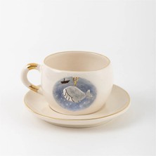 BSK Ceramics Handmade Nature Serisi Mavi Balina Çay Fincanı Seramik El Yapımı