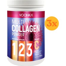 Vonka Voonka Multi Collagen Powder Hidrolize Kolajen Tip 1 2 3 Vitamin C 300 gr - 3 Adet (900 Gr) - Dezenfektan Hediyeli (%72 Alkol)
