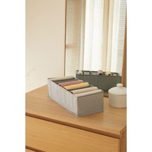 Özbience 8 Bölmeli Gri Balıksırtı Dolap Çekmecesi Katlanabilir Organizer
