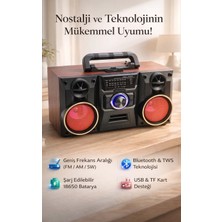 FaroxTech Nostaljik Görünümlü Bluetooth Hoparlör - Fm/am/sw 3 Bant Radyo, USB ve Tf Kart Girişli