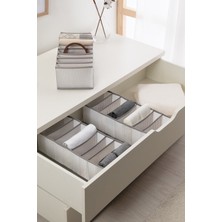 Özbience 3'lü 8 Bölmeli Gri Çizgili Katlanır Çamaşır Organizeri