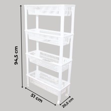 Özbience 4 Katlı Tekerli Çok Amaçlı Tezgah Arası Raf Düzenleyici