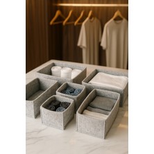 Özbience Gri Keçe Çekmece ve Dolap Düzenleyici 6'lı Set, Çok Amaçlı Organizer