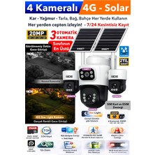 IDS 4 Kameralı 3 Otomatik - 4g Güneş Enerjili Solar Güvenlik Kamerası Kişi Takip Dual LED Gece Renkli